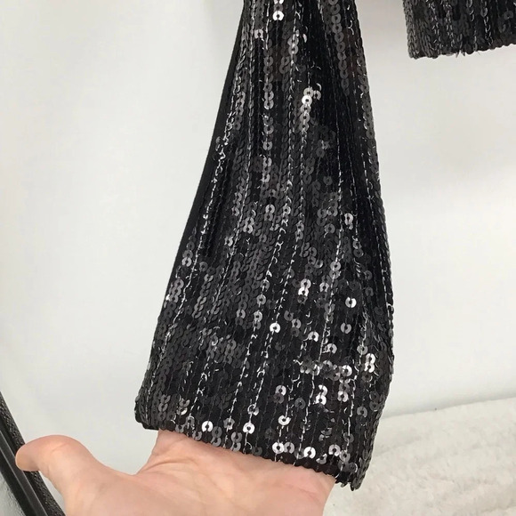 Cache Women’s Cropped Sequined Jacket Stretch Party Holiday NWT Size Large - Picture 9 of 11